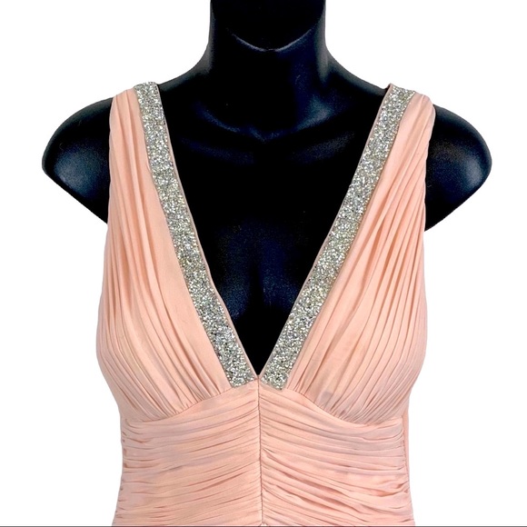 *FIRM* Marina Women's Shirred Gown “blush” soft pink formal dress size 6 - Picture 2 of 5